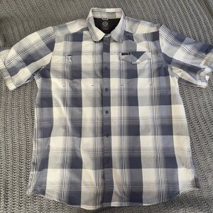 Wrangler all-terrain gear ATG blue plaid short sleeved shirt regular fit size XL
